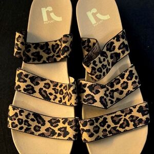 Report Leopard Print Sandals with Tan Straps